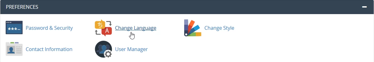 Sekcia preferencií cPanel