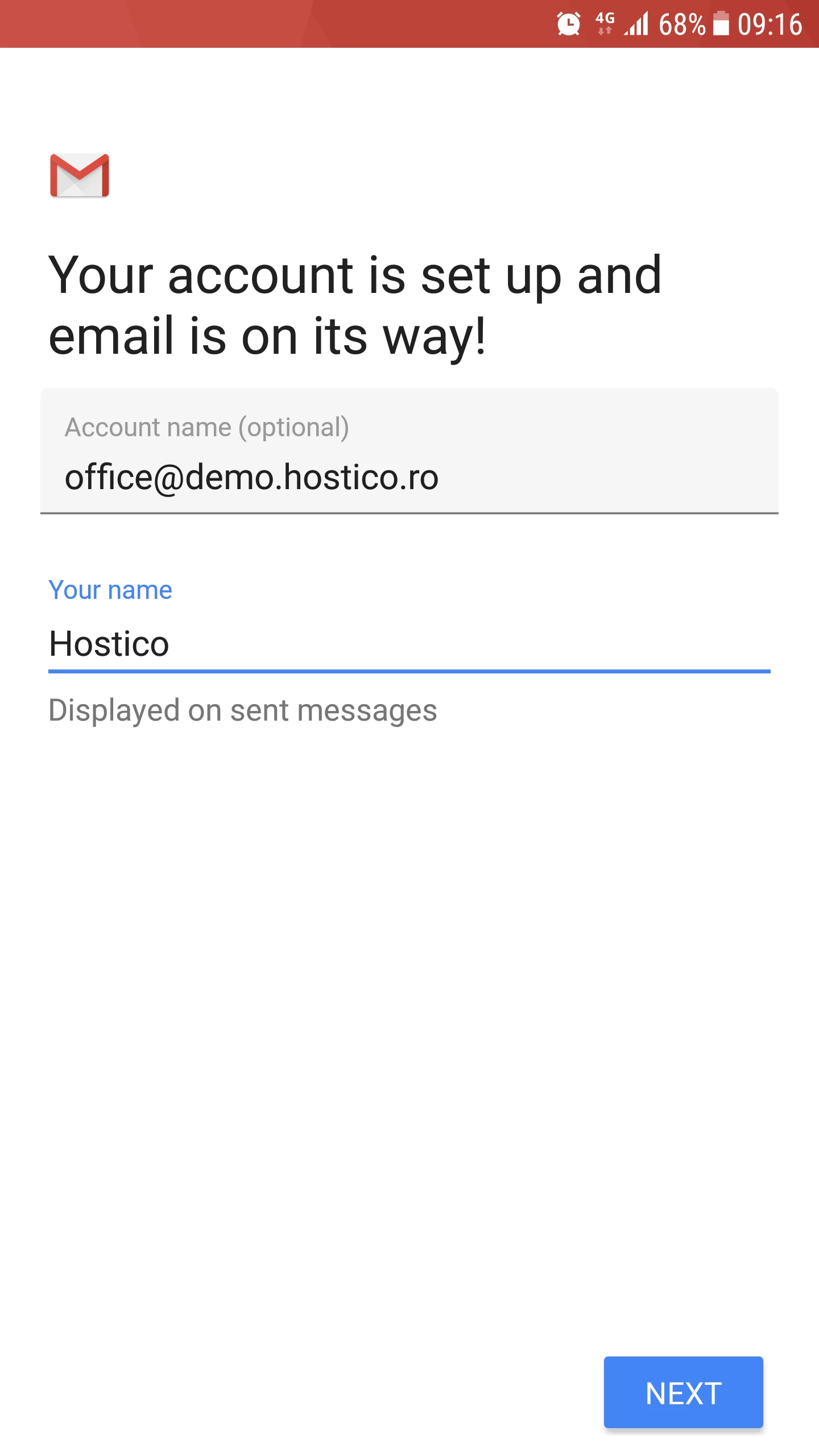 Váš účet je nastavený e-mail