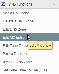 Edit MX Entry &icirc;n panou WHM