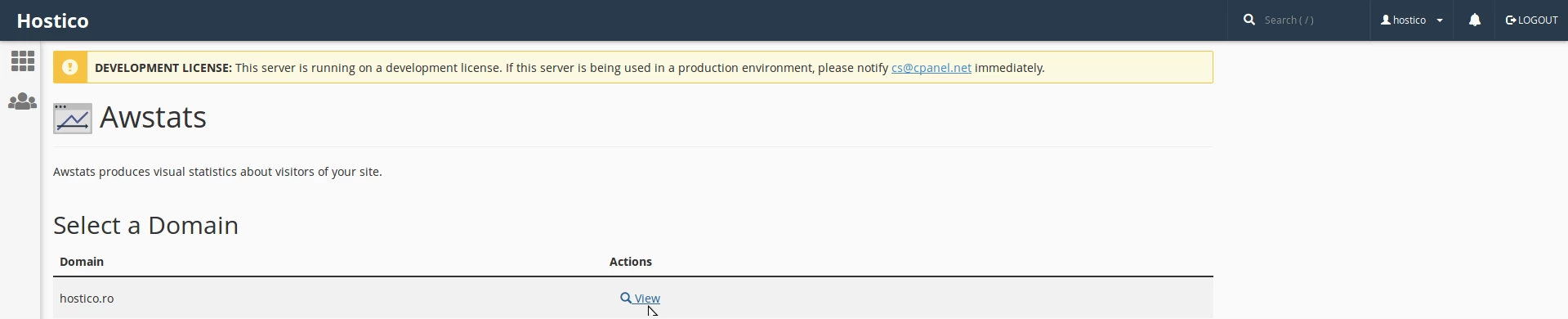 Statistici despre domeniu sectiunea Awstats