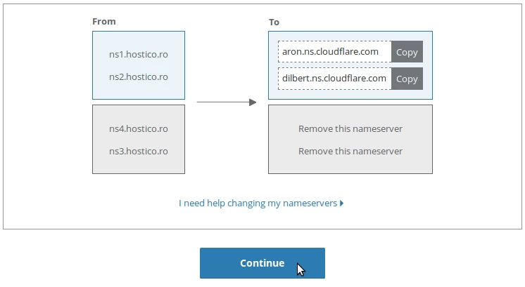 Setare ns-uri in cloudflare