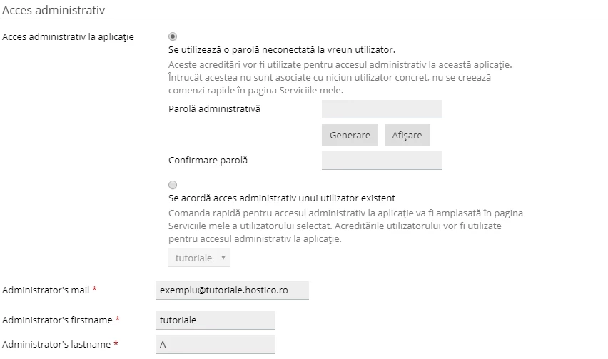 Administrare Aplicatie